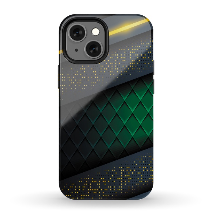 iPhone 13 mini StrongFit black green geometrical by haroulita