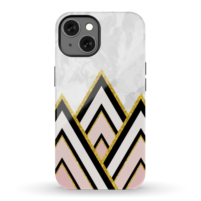 iPhone 13 StrongFit Geometric pink gold triangles by Jms