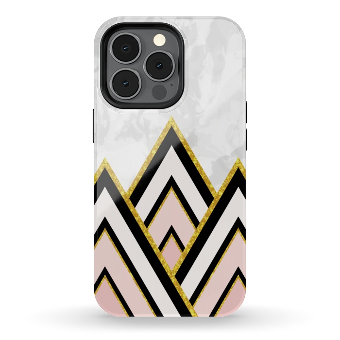 iPhone 13 pro StrongFit Geometric pink gold triangles by Jms