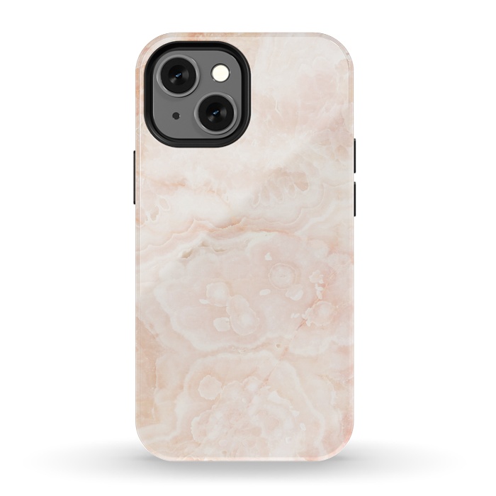 iPhone 13 mini StrongFit Pastel peach beige marble by Oana 
