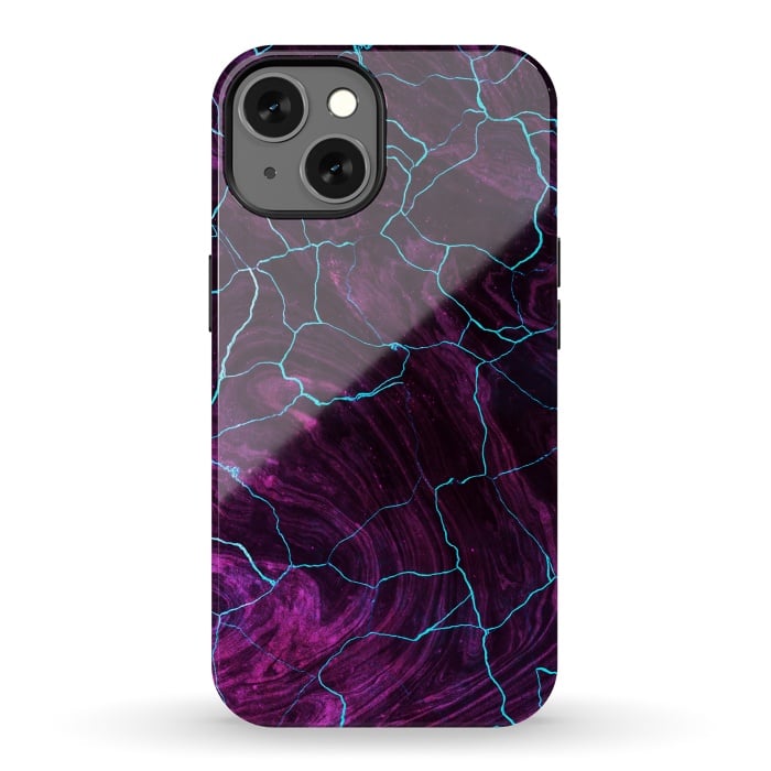 iPhone 13 StrongFit Metallic dark purple marble by Oana 