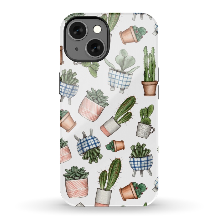 iPhone 13 StrongFit watercolor houseplants in pots by Alena Ganzhela