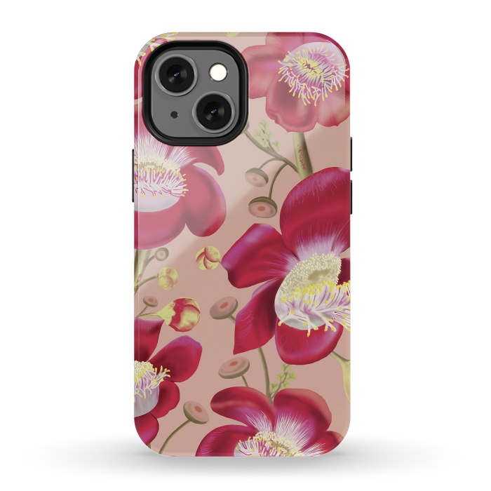 iPhone 13 mini StrongFit Cannonball Tree Pattern - Blush by Anis Illustration