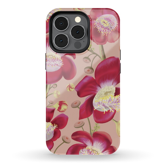 iPhone 13 pro StrongFit Cannonball Tree Pattern - Blush by Anis Illustration