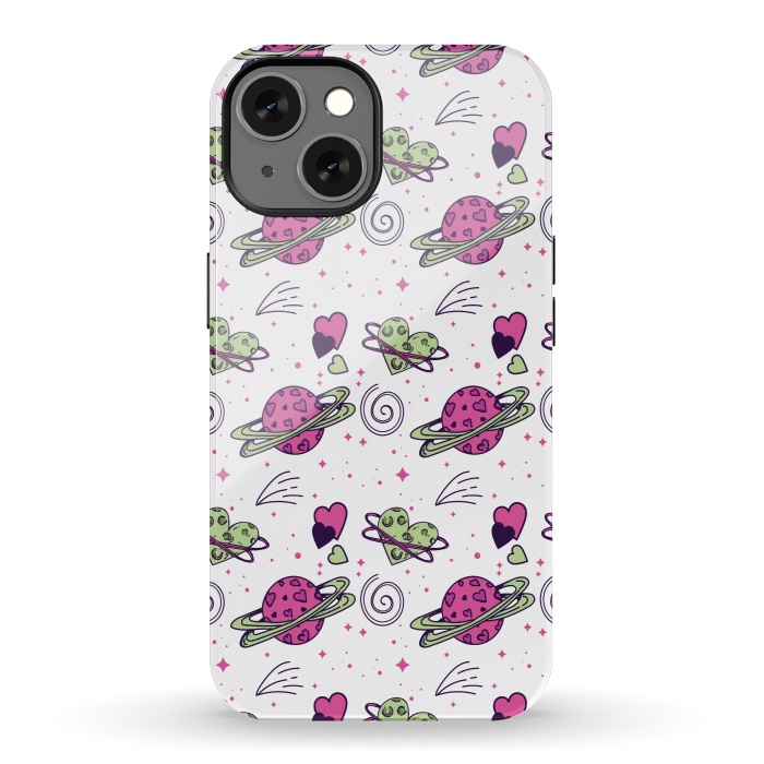iPhone 13 StrongFit PINK GREEN SPACE LOVE PATTERN by MALLIKA