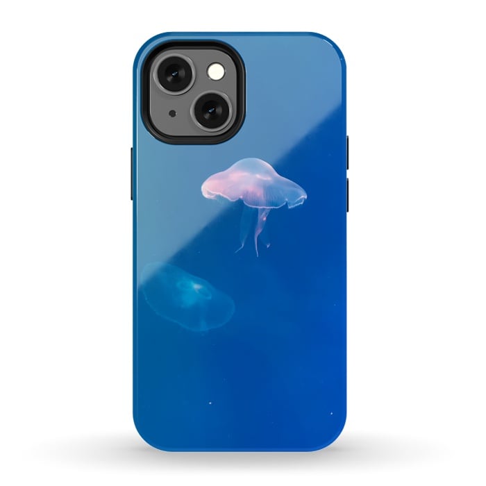 iPhone 13 mini StrongFit White Jellyfish in Blue Water by Winston