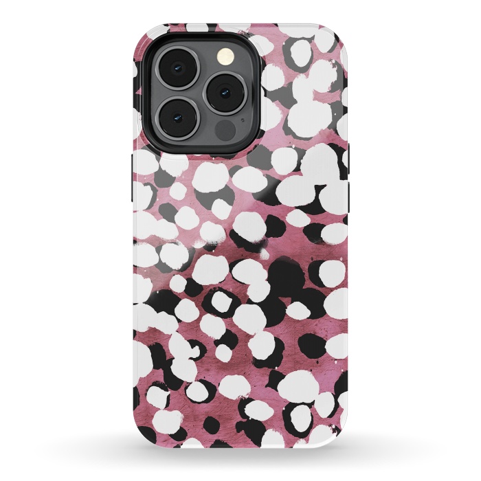 iPhone 13 pro StrongFit Ink spots on metallic pink stone by Oana 