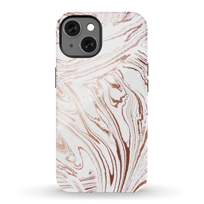 iPhone 13 StrongFit White marble with rose gold details by Oana 
