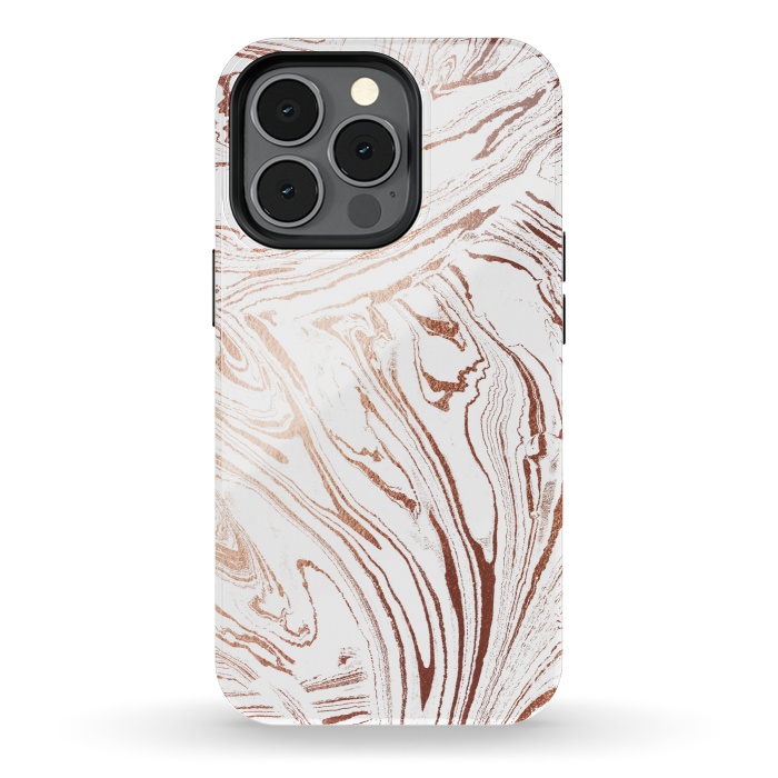 iPhone 13 pro StrongFit White marble with rose gold details by Oana 