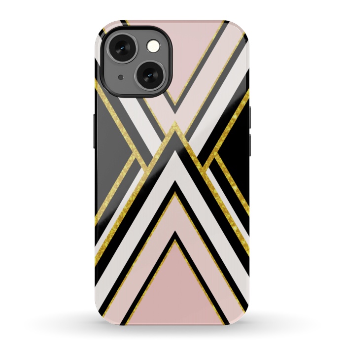 iPhone 13 StrongFit Pink gold geometric by Jms