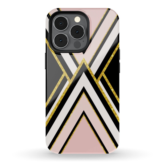 iPhone 13 pro StrongFit Pink gold geometric by Jms