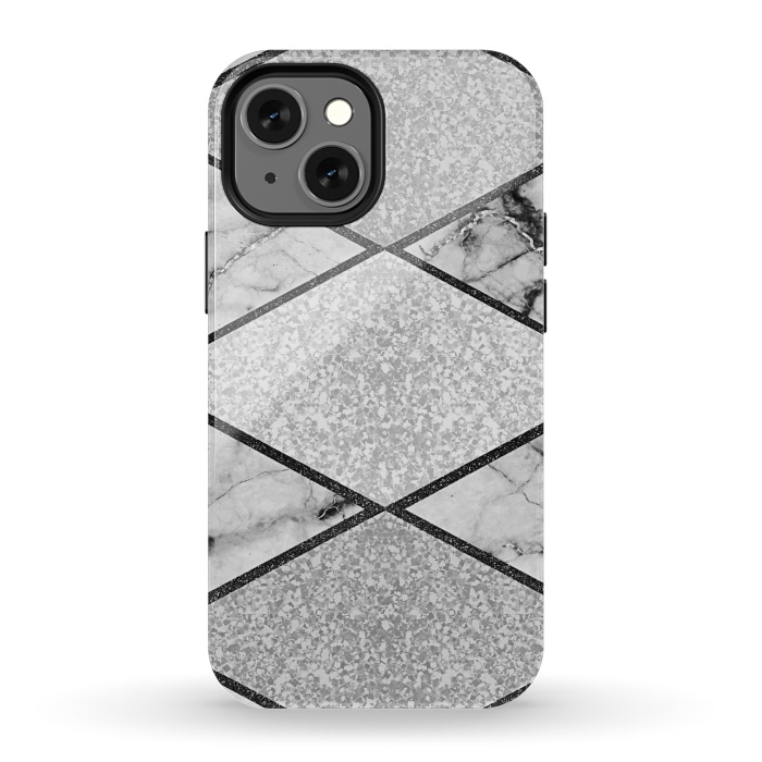iPhone 13 mini StrongFit Silver glitters marble by Jms