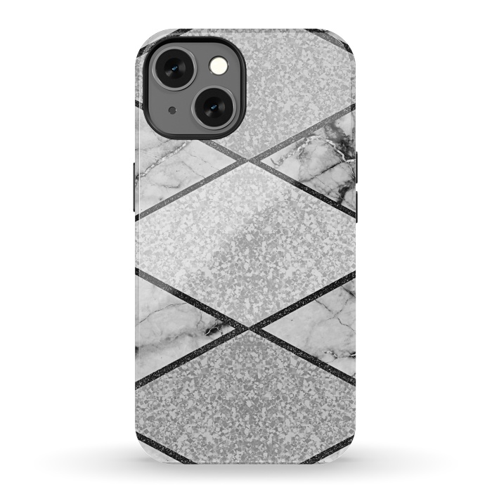 iPhone 13 StrongFit Silver glitters marble by Jms