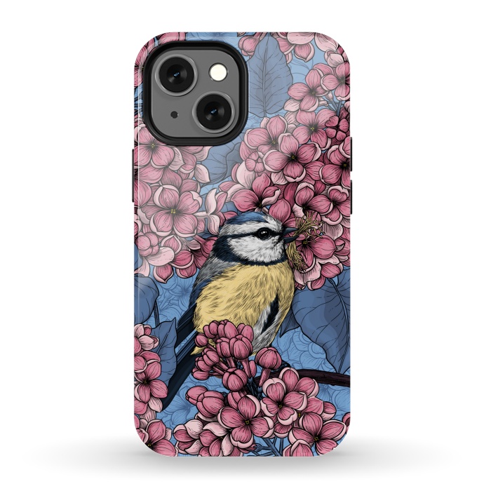 iPhone 13 mini StrongFit Tit bird in the lilac garden by Katerina Kirilova