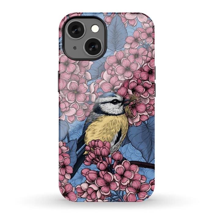 iPhone 13 StrongFit Tit bird in the lilac garden by Katerina Kirilova