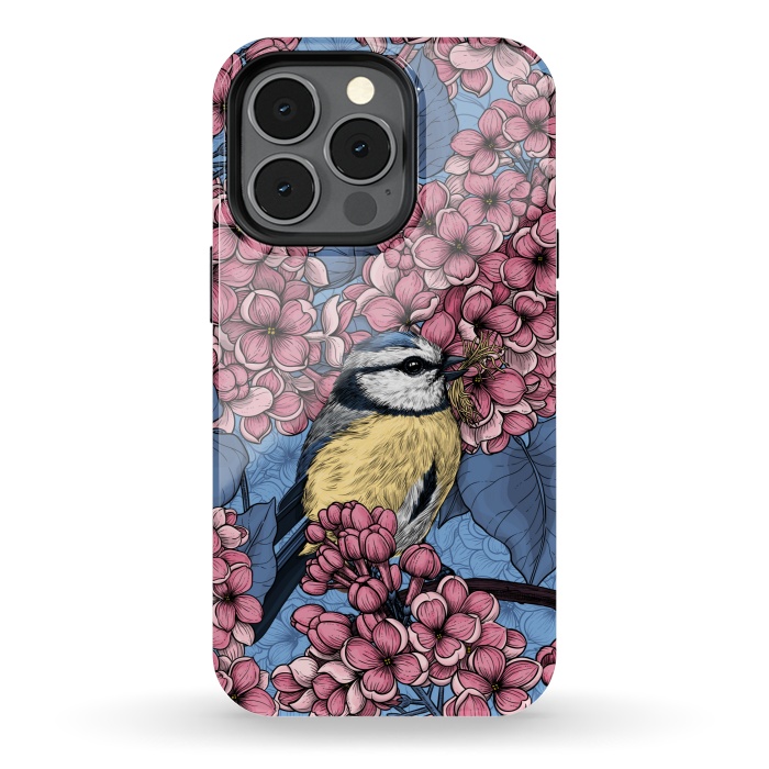 iPhone 13 pro StrongFit Tit bird in the lilac garden by Katerina Kirilova