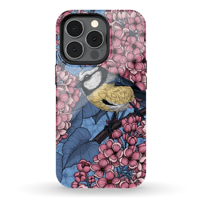 iPhone 13 pro StrongFit Tit bird in the lilac garden 2 by Katerina Kirilova