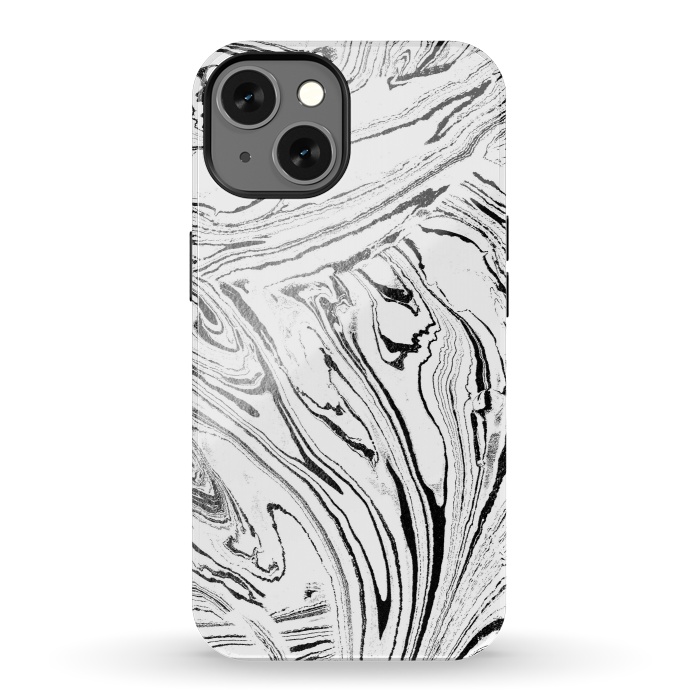 iPhone 13 StrongFit White liquid marble paint by Oana 