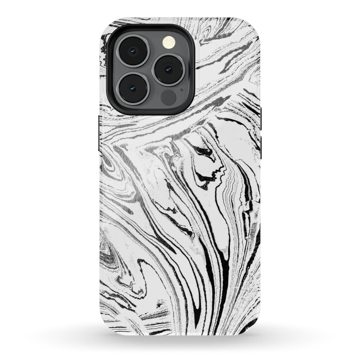 iPhone 13 pro StrongFit White liquid marble paint by Oana 