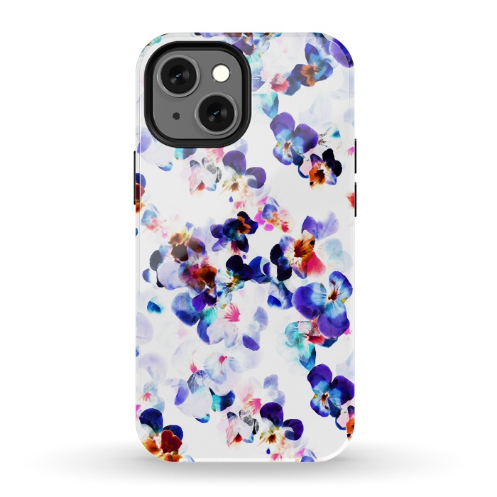 iPhone 13 mini StrongFit Blue purple pansy petals by Oana 