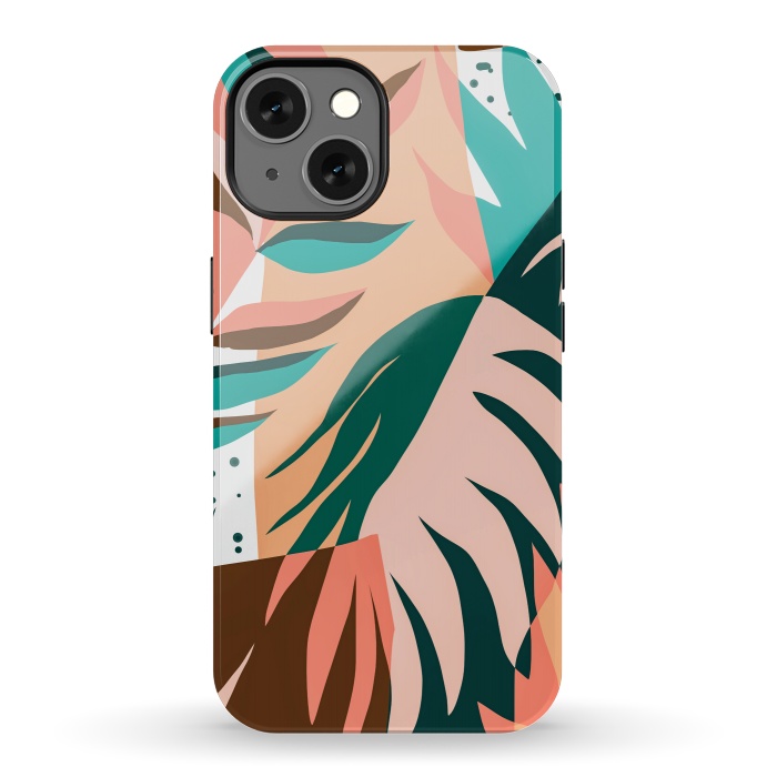 iPhone 13 StrongFit Watching The Leaves Turn, Tropical Autumn Colorful Eclectic Abstract Palm Nature Boho Graphic Design by Uma Prabhakar Gokhale