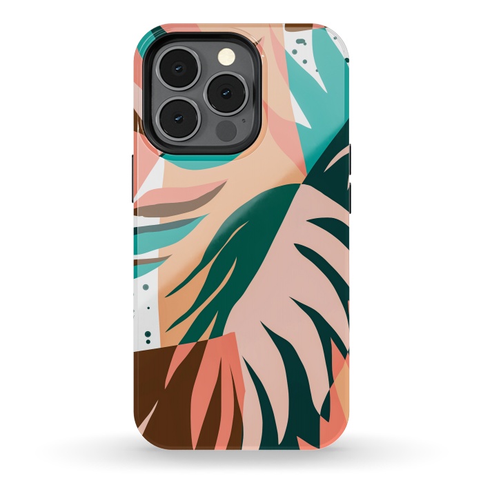 iPhone 13 pro StrongFit Watching The Leaves Turn, Tropical Autumn Colorful Eclectic Abstract Palm Nature Boho Graphic Design by Uma Prabhakar Gokhale