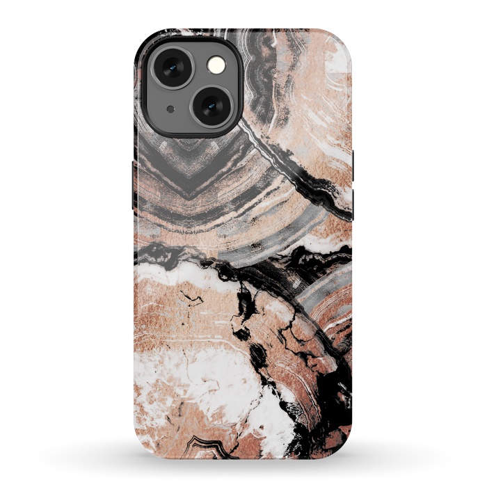 iPhone 13 StrongFit Rose gold geode marble by Oana 