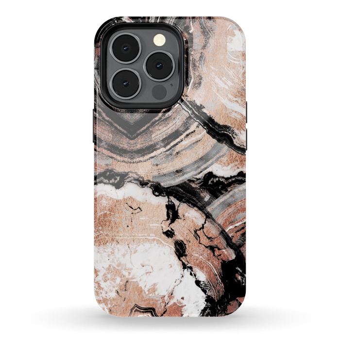 iPhone 13 pro StrongFit Rose gold geode marble by Oana 