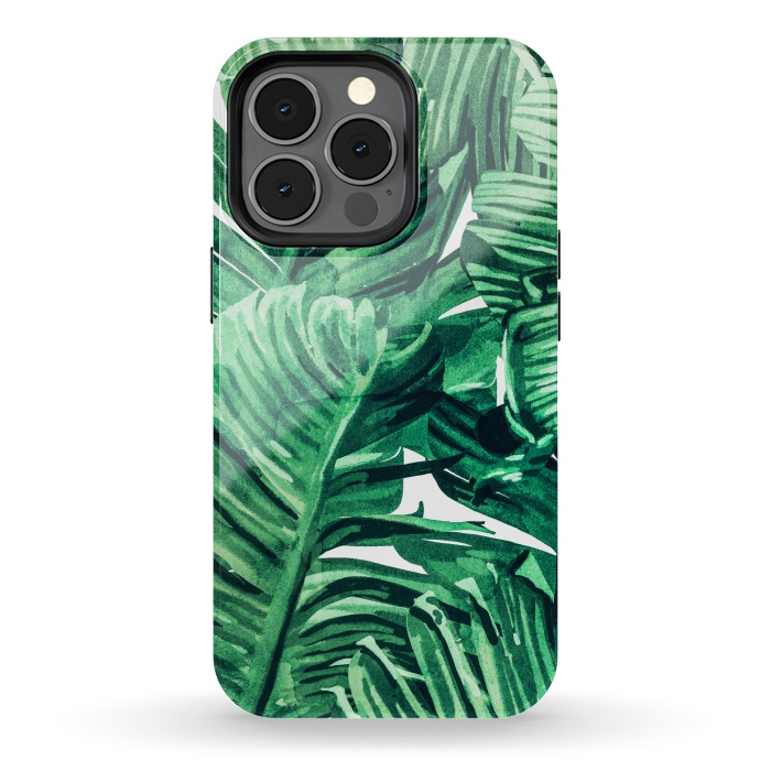 iPhone 13 pro StrongFit Tropical State of Mind | Watercolor Palm Banana Leaves Painting | Botanical Jungle Bohemian Plants by Uma Prabhakar Gokhale