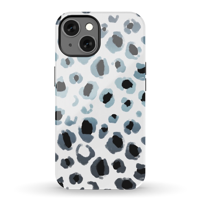 iPhone 13 StrongFit Blue silver leopard spots by Oana 