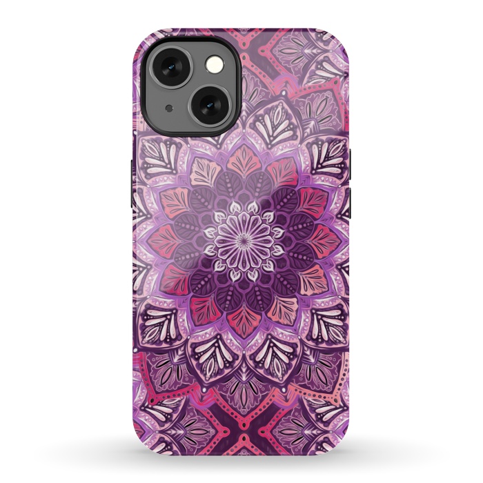 iPhone 13 StrongFit Perfect Pearly Plum Mandala por Micklyn Le Feuvre