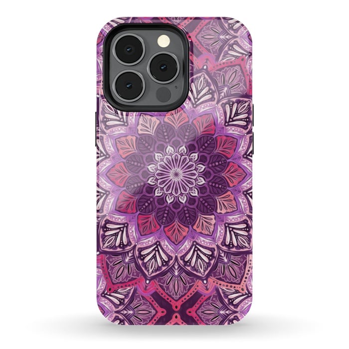 iPhone 13 pro StrongFit Perfect Pearly Plum Mandala by Micklyn Le Feuvre