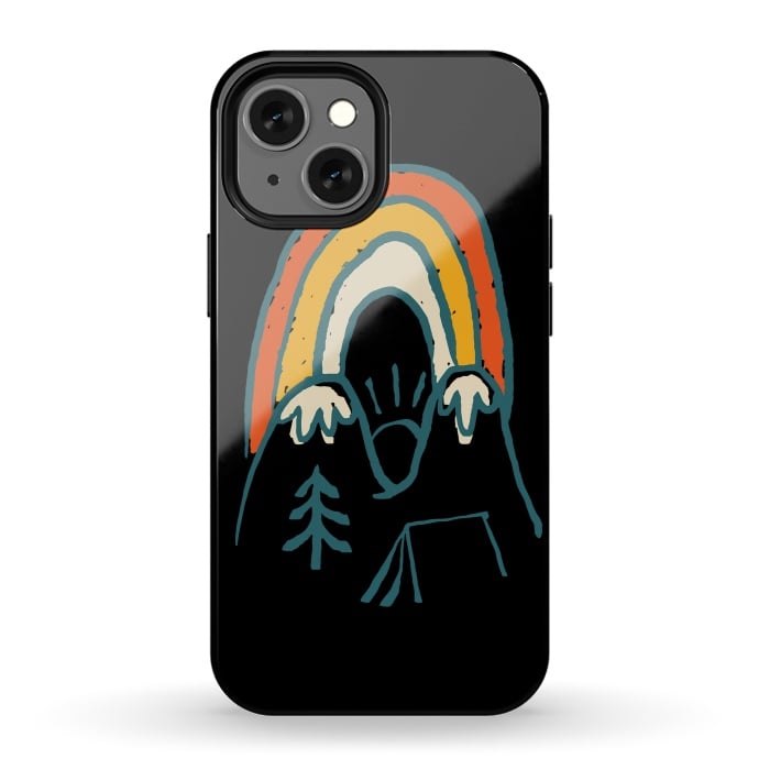 iPhone 13 mini StrongFit Mountain and Rainbow by Afif Quilimo