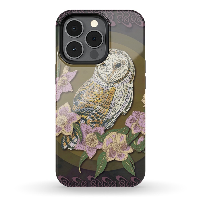 iPhone 13 pro StrongFit Owl & Hellebore by Lotti Brown