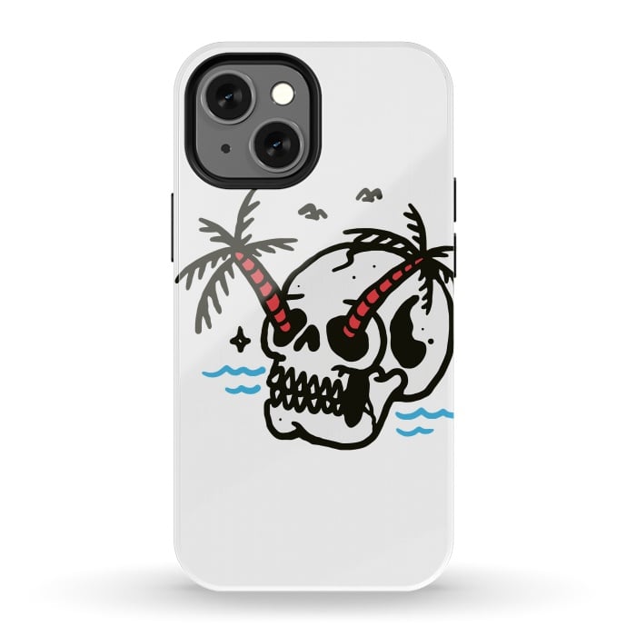 iPhone 13 mini StrongFit Skull Coconut Trees by Afif Quilimo