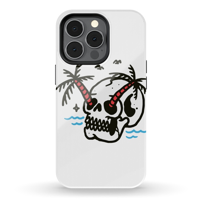 iPhone 13 pro StrongFit Skull Coconut Trees by Afif Quilimo