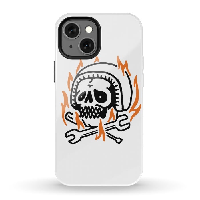iPhone 13 mini StrongFit Skull Biker Fire by Afif Quilimo