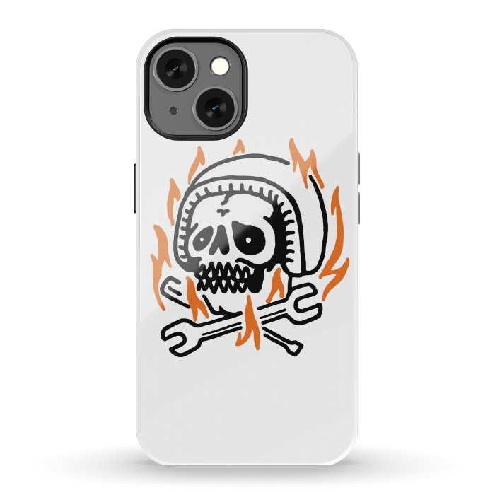 iPhone 13 StrongFit Skull Biker Fire by Afif Quilimo