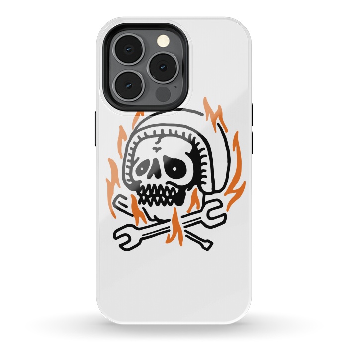iPhone 13 pro StrongFit Skull Biker Fire by Afif Quilimo