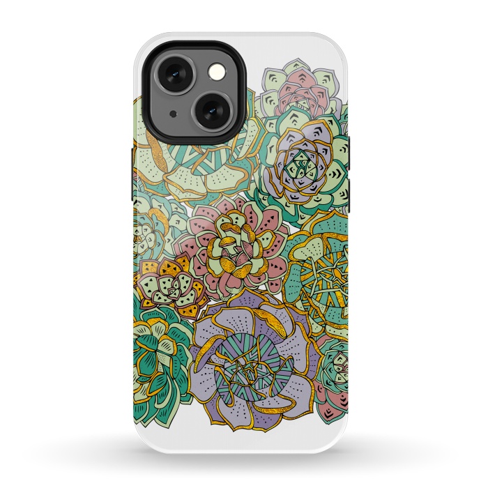 iPhone 13 mini StrongFit Colorful Succulents by Pom Graphic Design