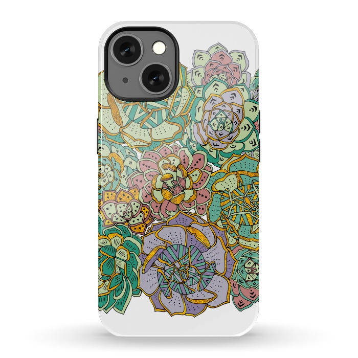 iPhone 13 StrongFit Colorful Succulents by Pom Graphic Design