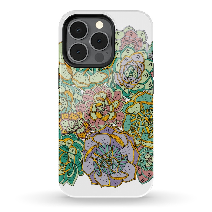 iPhone 13 pro StrongFit Colorful Succulents by Pom Graphic Design