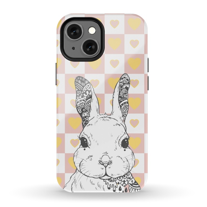 iPhone 13 mini StrongFit Rabbit and yellow hearts Alice in Wonderland by Oana 