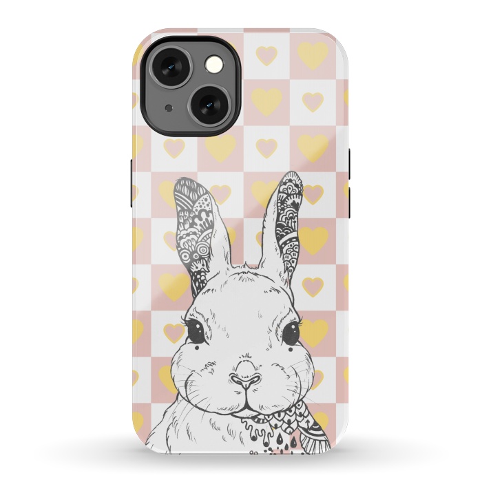 iPhone 13 StrongFit Rabbit and yellow hearts Alice in Wonderland by Oana 