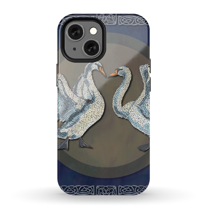 iPhone 13 mini StrongFit Dancing Swans by Lotti Brown