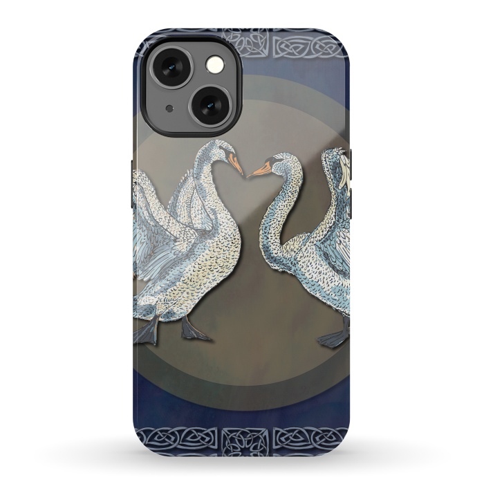 iPhone 13 StrongFit Dancing Swans by Lotti Brown