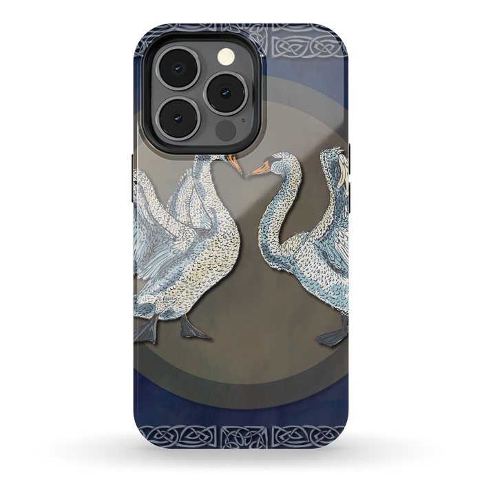 iPhone 13 pro StrongFit Dancing Swans by Lotti Brown