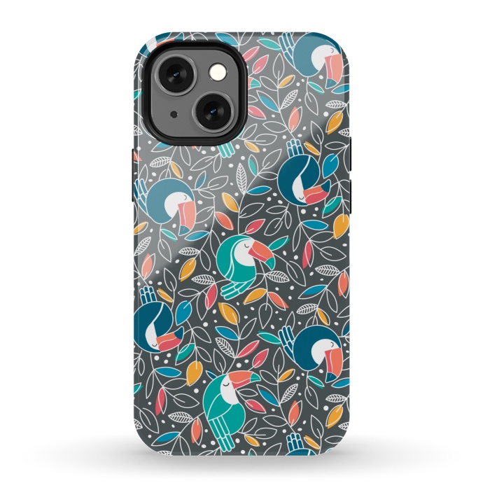 iPhone 13 mini StrongFit Tossed Toucan by gingerlique