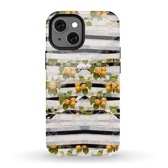 iPhone 13 mini StrongFit Colorful peaches and marble stripes by Oana 