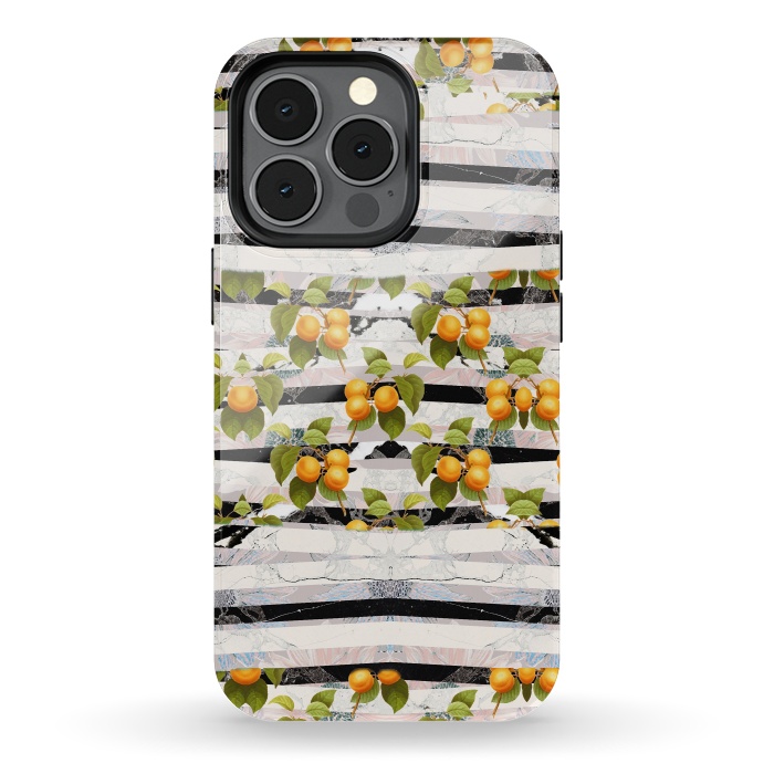 iPhone 13 pro StrongFit Colorful peaches and marble stripes by Oana 